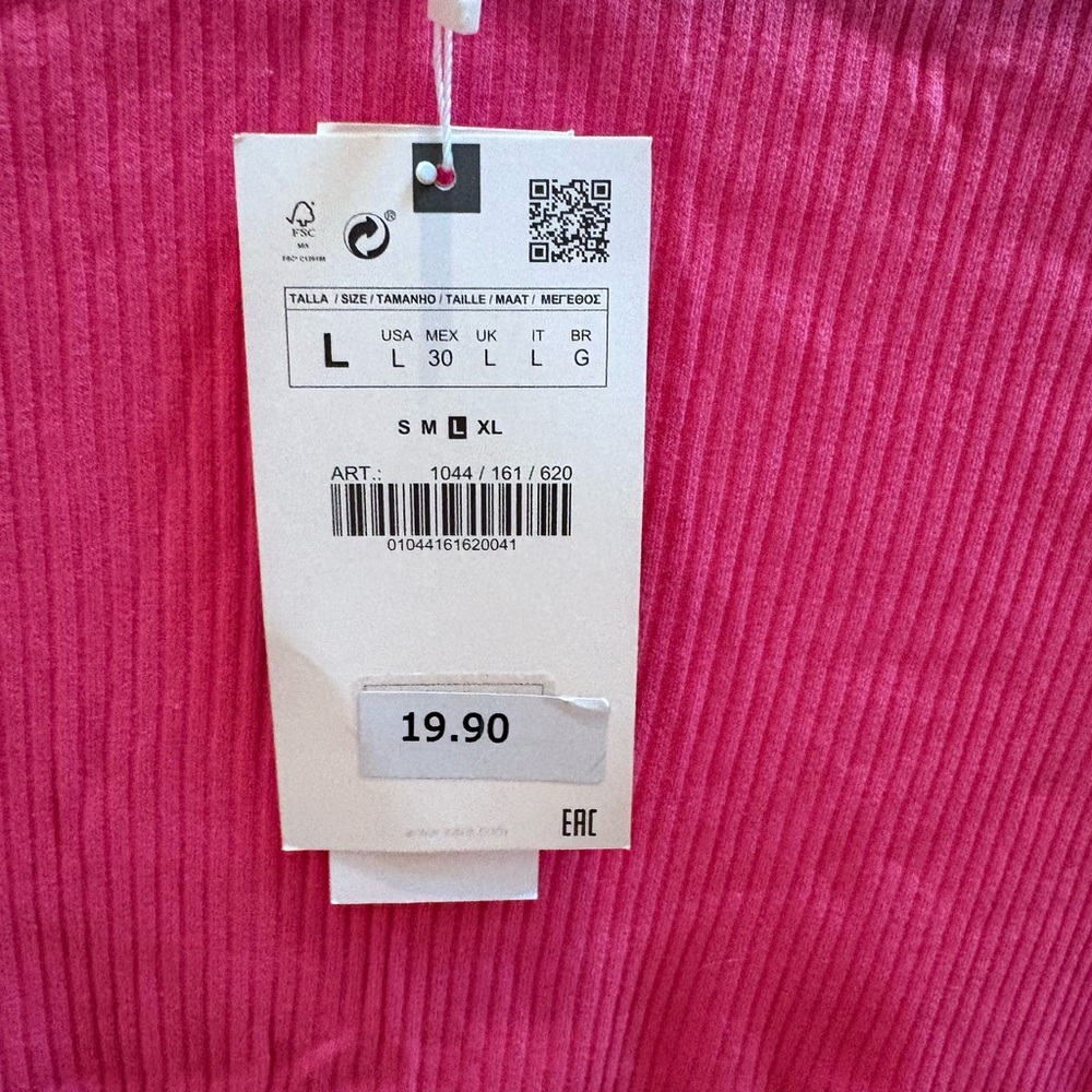 Zara Pink Ribbed ruffled Top - Picture 3 of 5